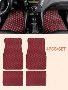 4Pcs/Set Universal Car Floor Mats Set For Right-Hand Drive Vehicles – PVC Leather Surface With Stylish Quilted Pattern, Water & Stain Resistant, All Season Use, Deep Edges To Trap Dust Mud And Water, Non-Slip Backing, Easy To Clean & Reinstall, Durable Mat Set For Sedans SUVs Trucks, Enhances Interior Appearance,Foot Protectors, Front And Rear Carpets, Car Accessories - Multicolor - View 10