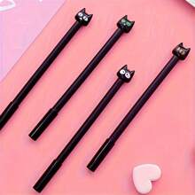 10/5pcs Cute Cartoon Black Cat Gel Pens, 0.5mm Black Ink, Student & Office Supplies - Black - View 2