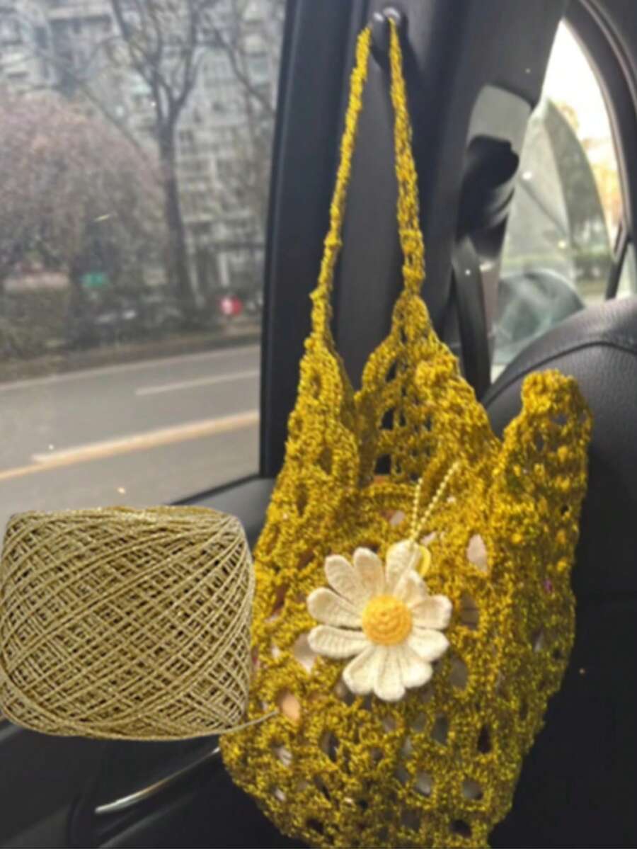 50g Of Gold And Silver Silk Crochet Thread With A Hollow Sheen, Hand-Dyed Lace Embroidery Thread For DIY Bags And Dolls