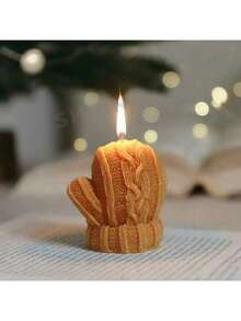 1pc Christmas 3D Knitted Glove Candle Silicone Mold, Christmas Glove Candle Decor Home Gypsum Ornament Silicone Mold - White - View 2