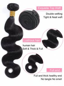 Ciocche di capelli umani con onde del corpo con chiusura, con linea dei capelli pre-sfoltita, 4 ciocche di capelli umani con chiusura in pizzo 5x5, pizzo trasparente frontale con baby hair, capelli naturali