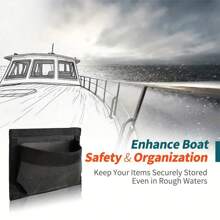 Boat Self-Adhesive Storage Mesh Bag, Marine Organizer For Tools & Boat Accessories, Waterproof Strong Adhesive Backing, Easy To Install & Remove, Keep Your Boat Tidy And Items Secure