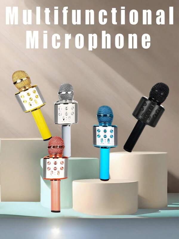 Sistema de micrófono inalámbrico Bluetooth recargable con micrófono integrado para cantar en casa. Admite reproducción de música desde tarjeta TF y USB. Ideal para reuniones familiares y fiestas, un regalo perfecto para cantantes y artistas.