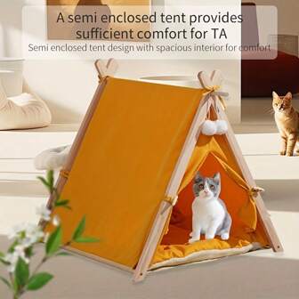 1 st kattbädd/hundbäddstält, avtagbart och tvättbart utomhustält, lämplig för katter och små hundar under 9 kg, året runt