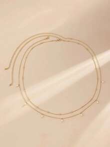 1pc Adjustable Waist Chain With Faux Pearl Pendant - Handmade Body Jewelry For Women, Boho Belly Chain For Summer, Beach, Weddings & Festivals (Gold/Silver) - 金色 - 查看 3