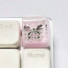 1 szt. Przezroczysta i urocza metalowa klawiatura mechaniczna z motylkowymi nakładkami na klawisze, wysokość SA, materiał ABS, pięknie rzeźbiony zamiennik klawisza ESC, piękny prezent na akcesoria komputerowe DIY