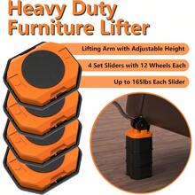 Furniture Lift Mover Tool Heavy Duty Furniture Lifter And Movers Set With Sliders Easily Move Heavy Items On Hardwood Flooring And Carpet Orange