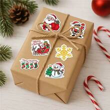 50/100 Peças Adesivos Cintilantes de Natal Feliz, Adesivos de Parede, Embalagem de Presente de Natal, Adesivos Decorativos, Decoração Externa de Presente