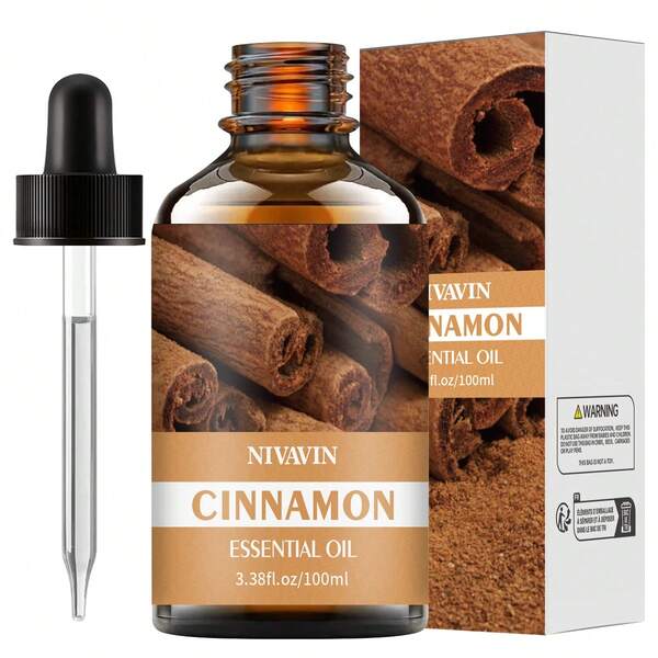 NIVAVIN 30 ml/60 ml/100 ml Huile essentielle parfumée à la cannelle, convient pour l'hydratation du visage, les cheveux, la peau, les soins du corps, nourrissant la peau en douceur, parfum et aromathérapie/massage/soins. Parfumée, longue durée, magnifiquement emballée, cadeau idéal