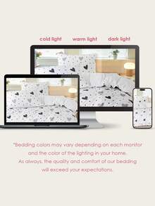 2/3件套心形印花床上用品套装，复古风格图案，纽扣封口 - 1个被套和1/2个枕套，透气轻盈，是送给亲朋好友的绝佳礼物（不含被芯），适用于单人床、双人床、大号床、特大号床，适合家庭和宿舍使用。 - 彩色 - 查看 9