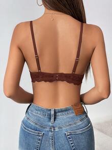 Contrast Color Lace Highly Supportive Wireless Microfiber T-Shirt Bra