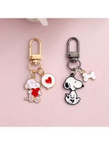 SNOOPY 1 件/2 件可爱卡通史努比钥匙扣，精美情侣礼物，背包吊坠，生日礼物，纪念品，送给粉丝、家人和朋友的完美小礼物[款式随机] - 彩色 - 查看 5