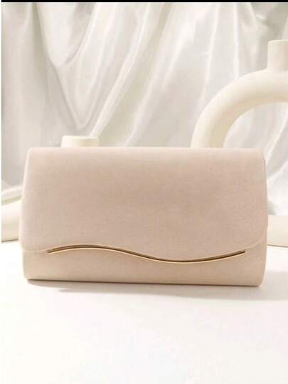 Bolso de mano grande de mujer en beige, bolso de noche, bolso con correa de cadena desmontable, adecuado para bodas y ocasiones formales, hecho de material de terciopelo, elegante y de moda