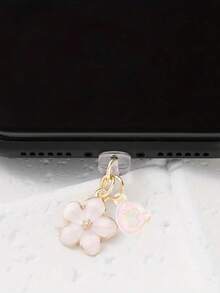 1 件时尚粉色花卉字母手机防尘塞，精致 A-Z 字母金属挂件，适合作为女性生日礼物，兼容 Lightning（5-14）/ Type-C 接口 - 粉色 - 查看 19