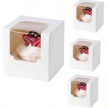 5/10/20pcs Cupcake Boxes With Clear Window, Paper Cupcake Boxes With Snap Lock, Stackable Deep Cupcake Storage Boxes, Suitable For Wedding, Birthday, Christmas, Halloween, Thanksgiving And Other Parties, Also Applicable For Various Occasions - Paper - View 1