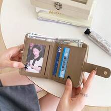 简约女士短款钱包高品质卡包钱包时尚PU皮革零钱包女士钱包迷你钱包钱包可爱钱包小钱包秋季 - 彩色 - 查看 7