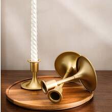 3 piezas de soportes de vela con forma de cono de metal dorado/negro, decoración moderna retro, soportes de vela centrales adecuados para marcos de chimenea, bodas, fiestas navideñas, regalos de inauguración de casa