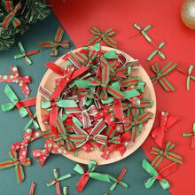 10/20pcs Christmas Mini Bows Small Satin Ribbon Bows Bowknot Metallic Edge For Hand Account Sewing Appliques Crafts Decor Wedding Birthday Party Decoration DIY Crafts