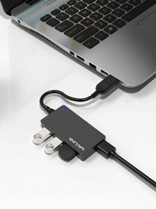 Hub USB 3.0 compacto de 4 puertos de alta velocidad con cable integrado, estación de acoplamiento compatible con discos duros externos, cámaras digitales, teclados, impresoras, escáneres, computadoras, etc. Compatible con Windows XP/Vista/7/8/10 y macOS