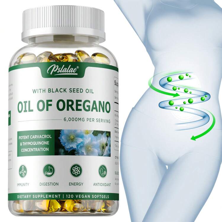 PSLALAE Oregano Oil Softgels - Helps Promote Intestinal And Digestive Health, Improve Absorption, And Boost Immunity And Energy Levels - 120pcs - 120粒膠囊 - 查看 1