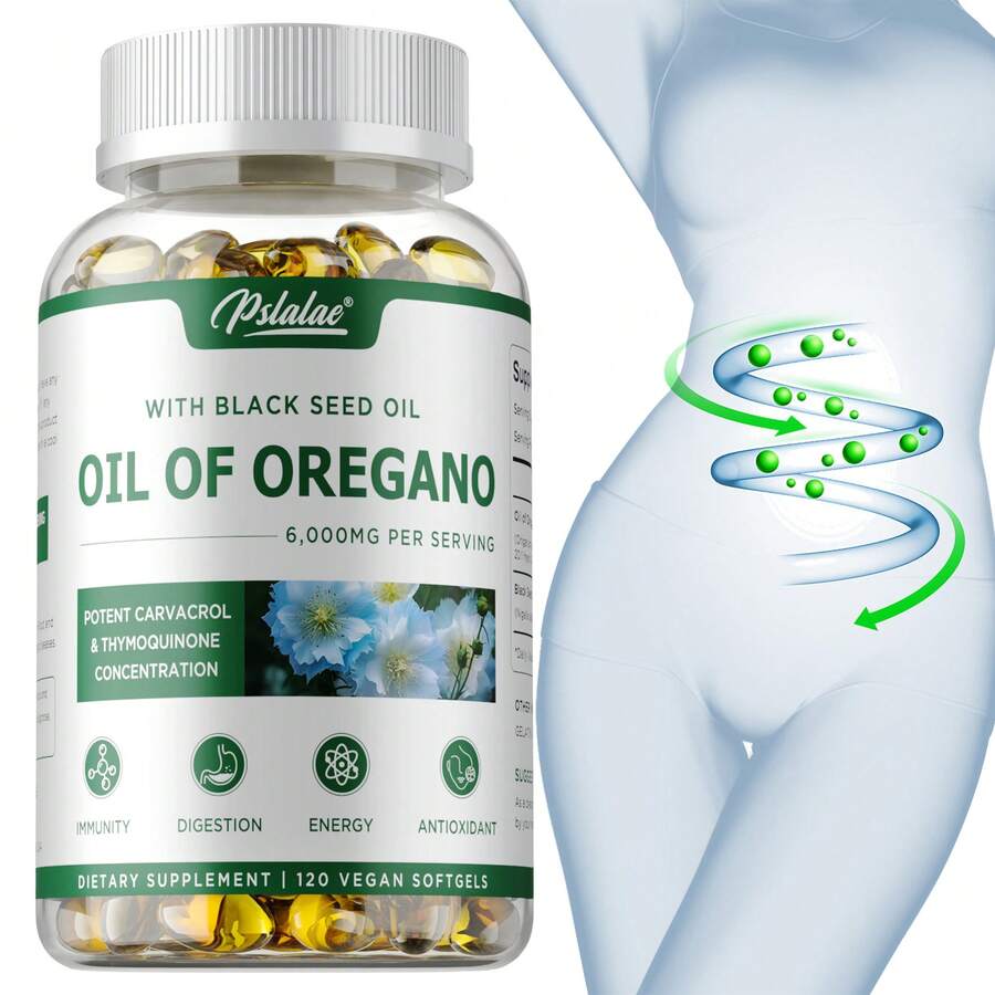 PSLALAE Oregano Oil Softgels - Helps Promote Intestinal And Digestive Health, Improve Absorption, And Boost Immunity And Energy Levels - 120pcs - 120粒膠囊 - 查看 1