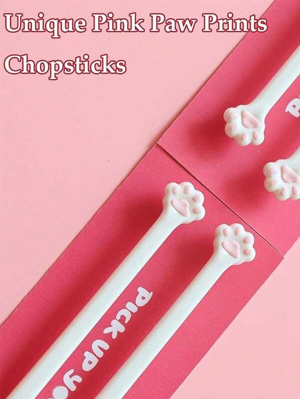 3 paia di bacchette a forma di zampa di gatto - 1 paio di bacchette a forma di gatto, divertenti e carini con stampe di zampe rosa, riutilizzabili, leggeri, con presa antiscivolo, idea regalo divertente a tema gatto per fidanzate e amanti dei gatti