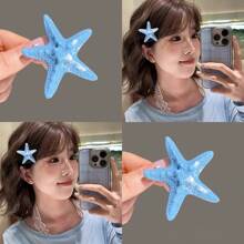 2pcs Ocean Theme Hair Accessories For Women - Starfish Hair Clips, Pearl Starfish Hair Clamp, Side Clamps Duck Clips, Beach Vacation Style Decorative Hairpieces, Claw Clips, Hair Claws, Hair Slide, Hair Barrettes, Alligator Hair Clip, School Stuff, Pearl Hair Accessories