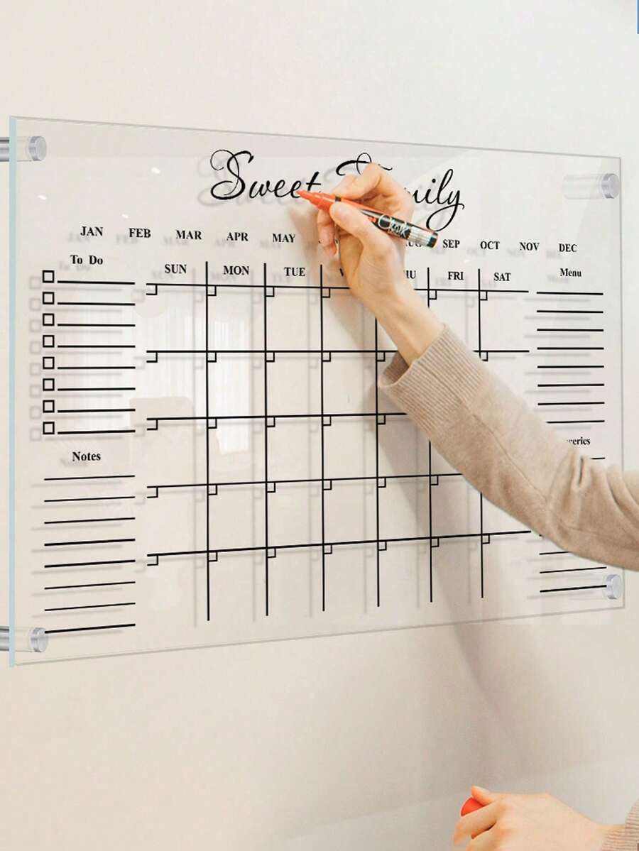 1 块亚克力周计划板，可擦写透明留言板，悬挂展示 - Transparent - 查看 1