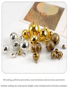 Metal Christmas Bell Vacuum Plating 0.6CM-2.5CM Copper Bell Cat Dog Pet Collar Colored Bell., Christmas Gift Room Decor