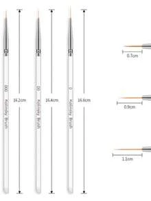 Juego de 3 piezas de bolígrafos para pintura de arte de uñas, varillas de cristal transparentes, bolígrafos de dibujo de alambre, bolígrafos de gancho de flores, bolígrafos de pintura, productos para uñas, herramientas para uñas, accesorios para uñas