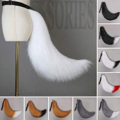 Queues de chat et de renard en peluche, grandes queues de chien, queue de loup pour cosplay anime. Accessoires de rôle, de fête et d'Halloween pour femmes en automne.