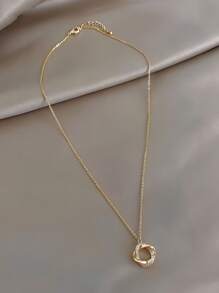 1pc Elegant Minimalist Women's Necklace, Rose Hoop, Twisted Curved Pendant Necklace, Suitable For Daily, Date, Party Outfit, Gift For Best Friend, Holiday, Geometric Choker Necklace