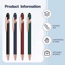 1/10Pieces Ballpoint Pen With Stylus Tip, Metal, 2 In 1 Stylus Ballpoint Pen 1.0 Mm Black Ink For Smartphone, Tablet