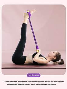 1 Piece Home Gym Resistance Band - 4-Tube Elastic Pull Cord For Full Body Workout, Abs Trainer, Rower And Gym Equipment - Improve Strength And Flexibility - Purple - View 5