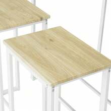 SoBuy OGT15 5-Piece Bar Table With Chairs Dining Table High Table Bistro Table With 4 Bar Stools Seating Group - White+Khaki - View 6