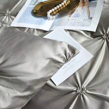 Full Satin Bedding Set In Wine Red, Silk - Like, Luxury Soft Burgundy Comforter Cover, Chic Bedroom Decor, Zippered (1 Duvet Cover + 2 Pillow Cases) - 多48 - 查看 7