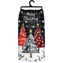 1 set/1 pièce/2 pièces Serviettes de cuisine et gants de vaisselle imprimés avec des arbres de Noël colorés, convenant à la décoration intérieure des restaurants, cuisines et salles de bains, à la décoration de fête, aux cadeaux de vacances et pouvant également être offerts en cadeaux de Noël