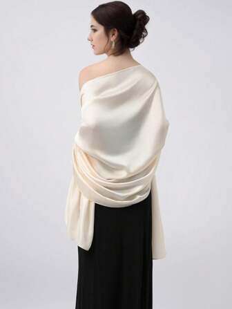 Sculpted Tulle Evening Wrap Shawl – Light-Play Ruching For Outdoor Weddings/Receptions