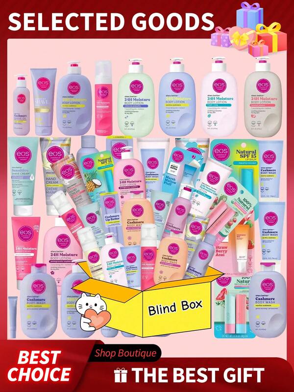 The Eos Blind Box Is Here! Hand Cream, Body Wash, Hair Removal Cream, Shaving Cream, Lip Balm, Body Lotion Are All Hidden Inside, Each One Is Carefully Selected. The Moment You Unwrap It, The Surprise Doubles, Giving You Head-To-Toe Pampering And Starting An Eos-Style Journey Of Exquisite Skincare!