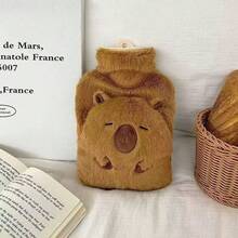 Botella de agua aislada de 1 litro con diseño de animal de peluche lindo, bolsa de calentamiento portátil desmontable, botella de agua que se calienta rápido y mantiene el calor por mucho tiempo, gran regalo para amigos, adecuado para compresas frías/calientes, calentador de pies y manos, ayuda a aliviar los calambres menstruales y el dolor de cuello/hombros