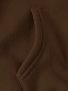 Áo sweatshirt dài tay dáng rộng in hình hoạt hình, vai rớt, có túi, dành cho người có thân hình mũm mĩm. - Cà phê nâu - Xem 4