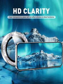 1 Set Protector de lente de cámara, Protector de pantalla de vidrio templado para cámara, Pegatina de anillo de metal independiente con alineación de flash automática compatible con Samsung Galaxy Z Flip 7, Adecuado para protección diaria, uso en oficina y hogar, Protector de lente de cristal brillante, a prueba de agua, a prueba de golpes, anti-caída, anti-arañazos, anti-huellas dactilares, cobertura completa - Plateado - Ver 5
