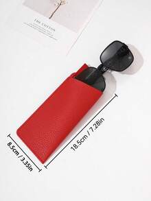 1pc Leather Travel Eyeglasses Case, Ultra-Thin Protective Glasses Pouch In Black, Orange, Red, Brown Litchi Texture, Convenient Sunglasses Holder Bag