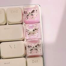 1 szt. Przezroczysta i urocza metalowa klawiatura mechaniczna z motylkowymi nakładkami na klawisze, wysokość SA, materiał ABS, pięknie rzeźbiony zamiennik klawisza ESC, piękny prezent na akcesoria komputerowe DIY