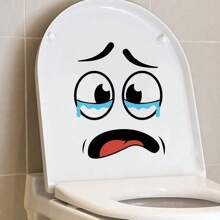 BRUP 4 arkusze/zestaw naklejek z motywem kreskówkowej buzi, samoprzylepne, kompatybilne z powierzchniami plastikowymi, zdejmowane, do dekoracji domu, odpowiednie do kosza na śmieci, na ścianę, do toalety, lodówki, błyszczące wykończenie, zabawny motyw, wystrój i ściany, zakrywające brzydotę, naklejki ścienne, dekoracja pokoju