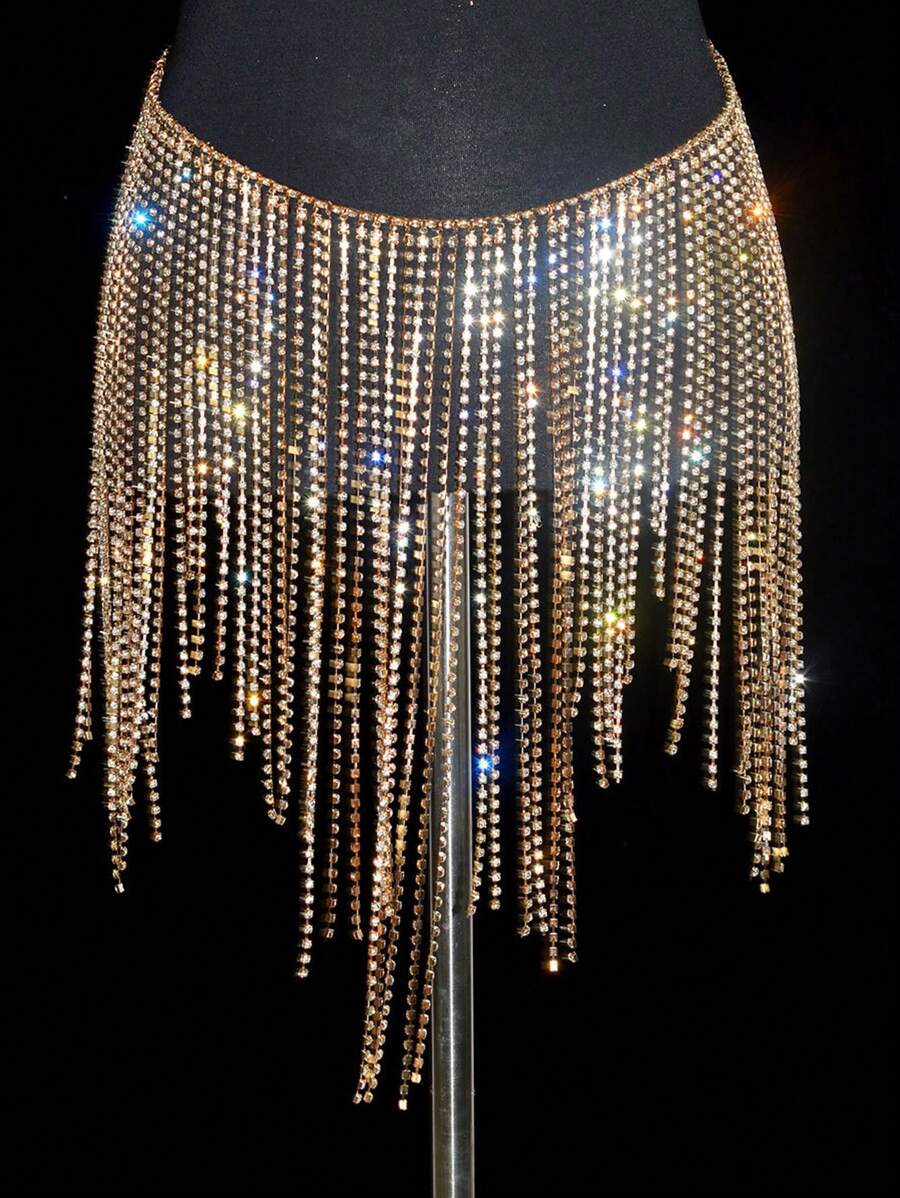 Catena per vita, catena per corpo, accessori sexy e luccicanti con nappe e strass per abiti, danza del ventre, accessori per performance, stile europeo e americano