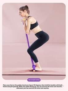 1 Piece Home Gym Resistance Band - 4-Tube Elastic Pull Cord For Full Body Workout, Abs Trainer, Rower And Gym Equipment - Improve Strength And Flexibility - Purple - View 3