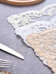 1/2/4/6pcs French Vintage Style Rectangular Lace Placemats, Embroidered Floral Line Design, Solid Color, Suitable For Dining Table, Bedside, Wedding, Hotel, Daily, Festival, Party, Home Decor, Dorm, Photography Background, All Seasons - Multicolor - View 9