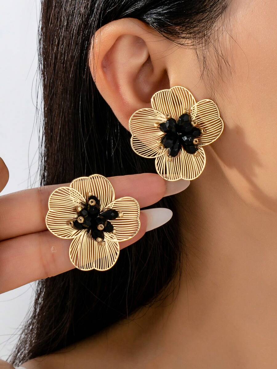 1 对时尚田园风百合花耳环