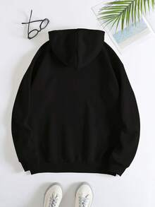 Custom Women's Hoodie - You Can Add Personalized Text And Images (Such As Family Photos, Or Design A Warm And Cute Pet-Themed Hoodie And Sports - Black - View 6